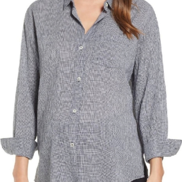 Hatch Maternity Blue Gauze Boyfriend button down - Picture 2 of 5